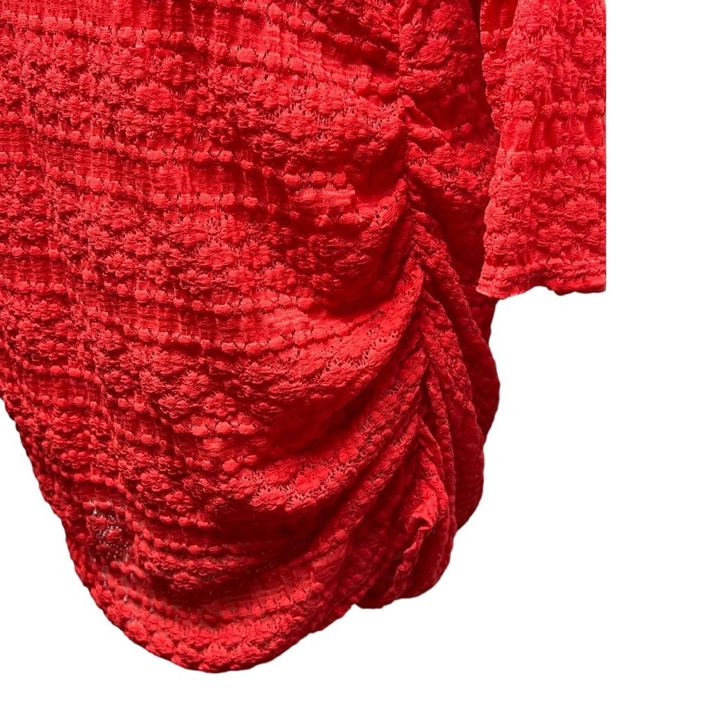 Jessica Simpson Blouse Top M Red Long Sleeve Keyhole 2 Piece Maternity Lace Knit - Picture 4 of 9